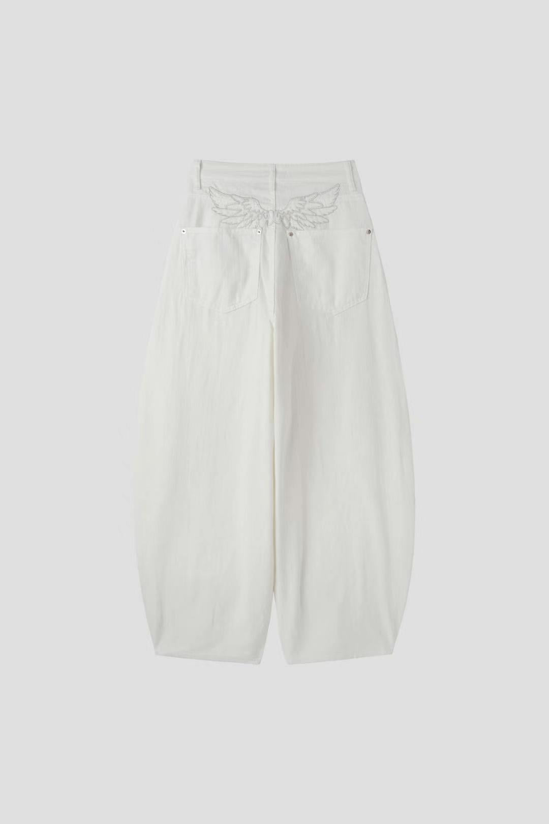 天使翅膀刺繡彎刀褲 Angel Wings Embroidery Wide Pants
