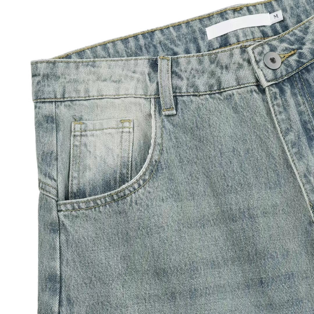 【Unisex】水洗彎刀牛仔褲 Washed High-rise Barrel-leg Jeans