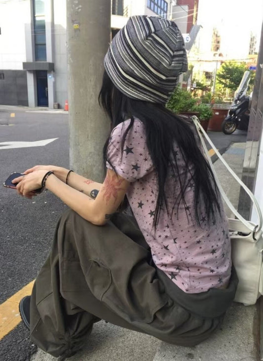 星星圖案短袖T-shirt Star-Patterned Short Sleeve T-shirt