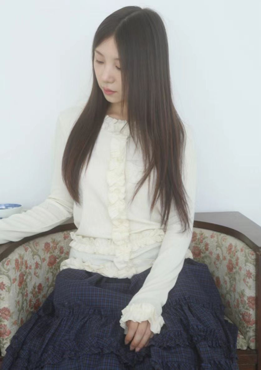 荷葉花邊針織上衣 Ruffle Lace Kint Top
