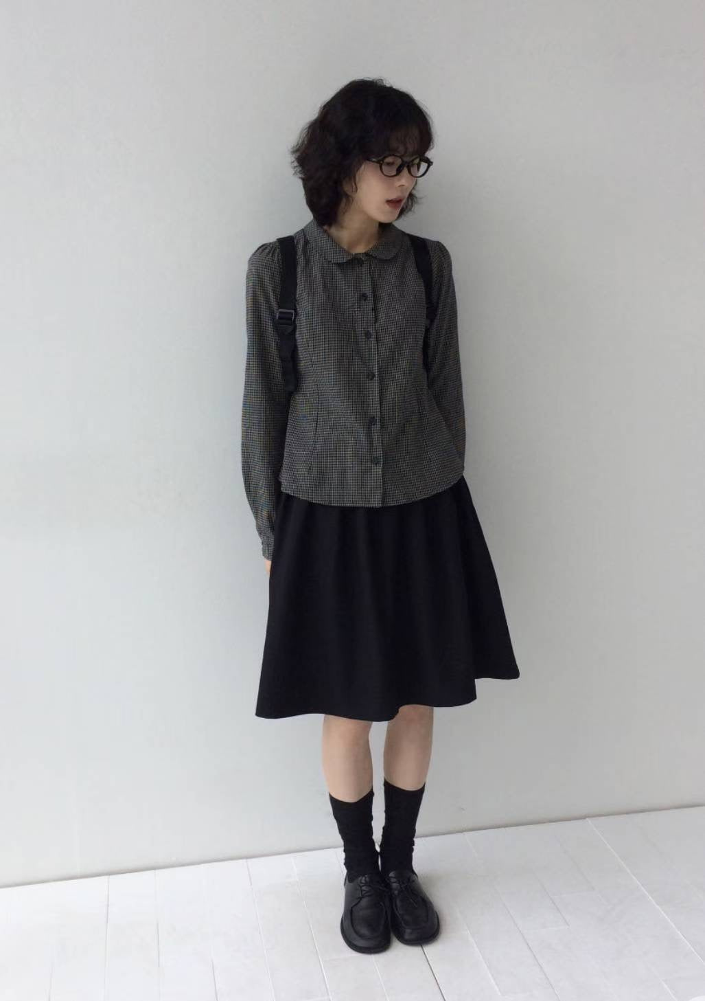 復古格仔長袖襯衫 Vintage Checkered Long-Sleeved Shirt