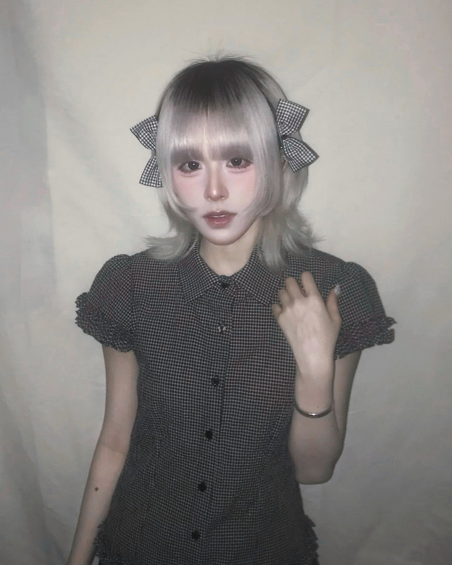 古早風黑色格仔襯衫 Vintage Black Checkered Shirt