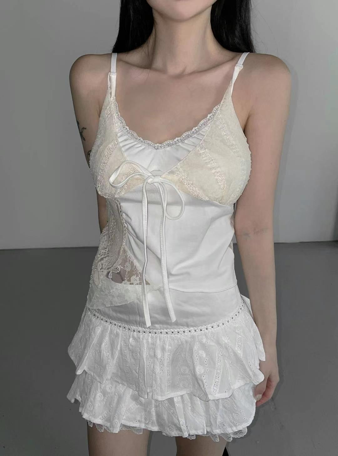 拼接蕾絲吊帶 Patchwork Lace Cami Top