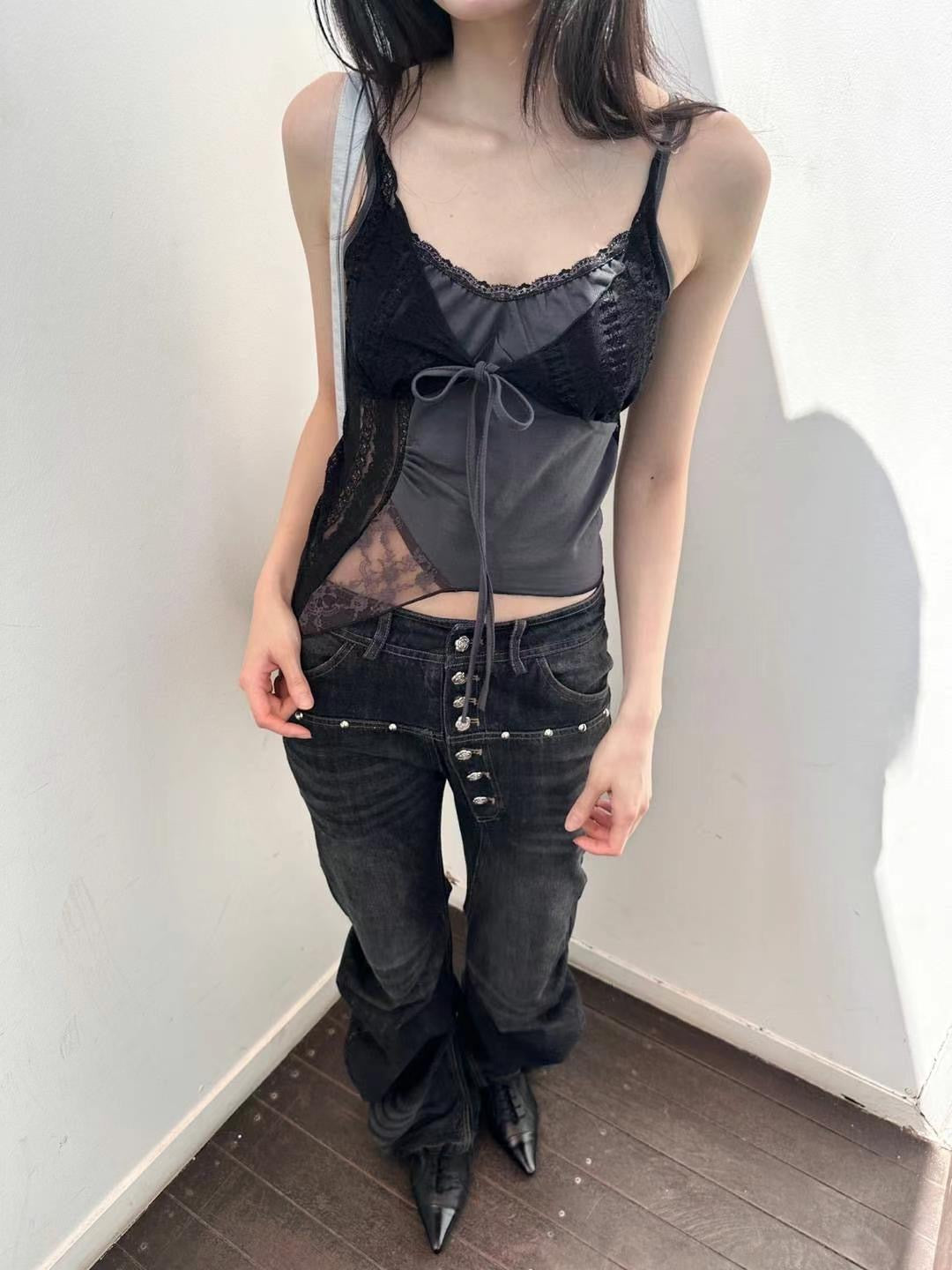 拼接蕾絲吊帶 Patchwork Lace Cami Top