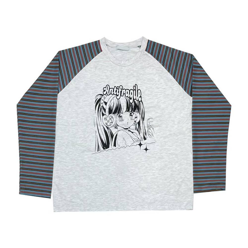 少女印花條紋長袖 Girls Print Striped Long Sleeves