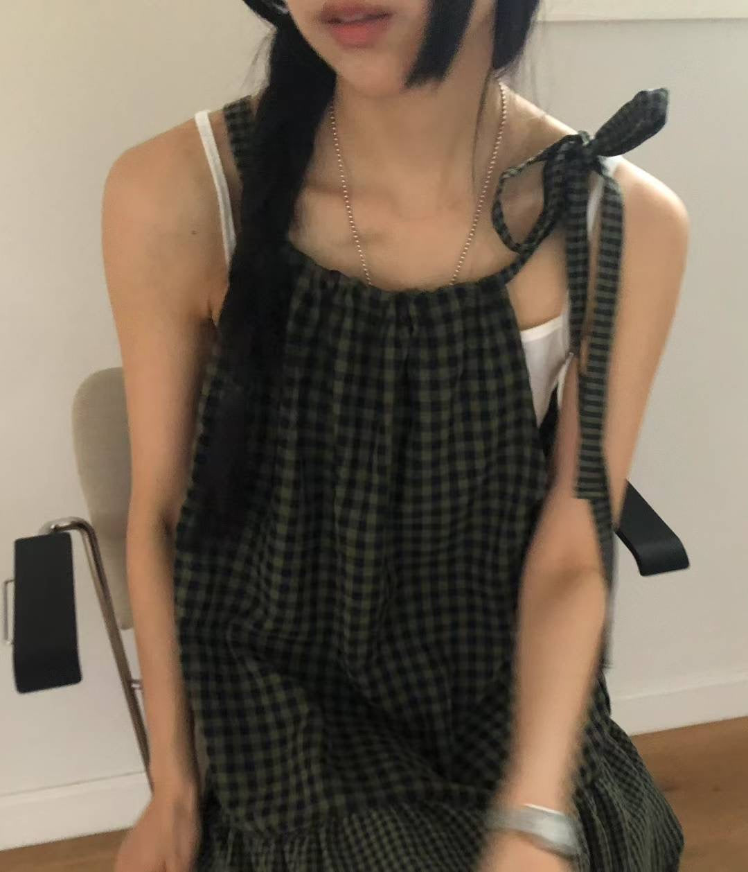 格仔吊帶連衣裙 Plaid Suspender One-piece