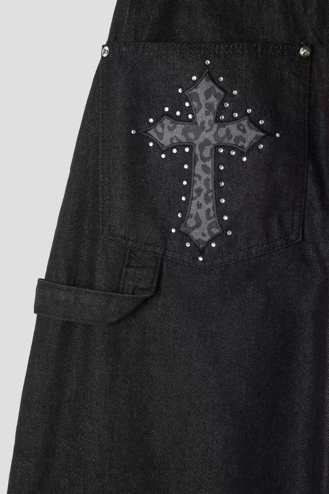 十字架彎刀褲 Cross Embroidery Wide Pants