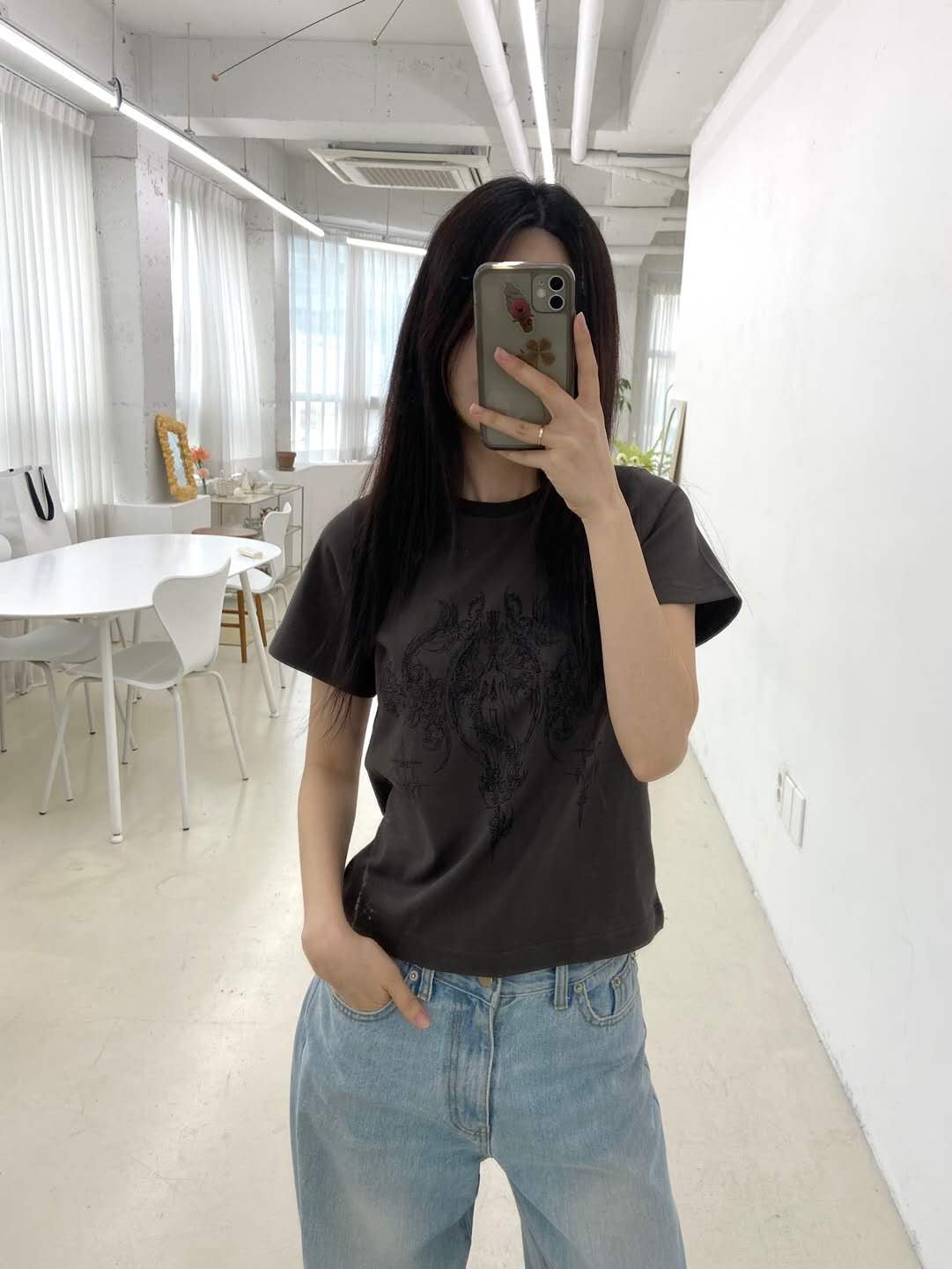愛心圖騰印花短袖上衣 Heart Totem Print Short Sleeve Top