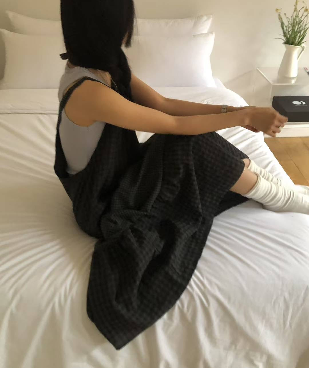 格仔吊帶連衣裙 Plaid Suspender One-piece