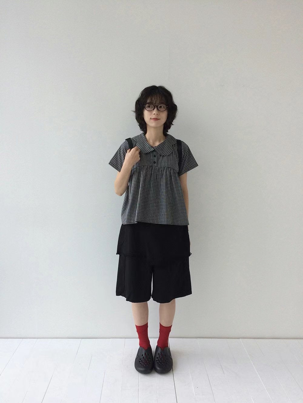 娃娃領格仔襯衫 Doll Collar Checked Shirt