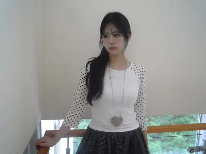 天使翅膀波點七分袖 Angel Wings Polka Dot Three-Quarter Sleeves