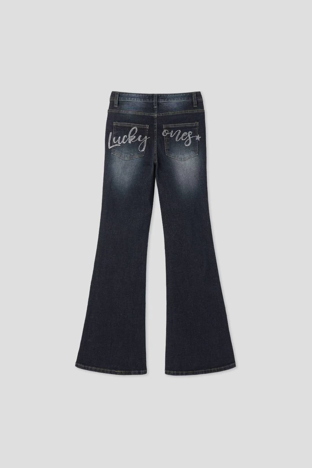 水鑽牛仔喇叭褲 Rhinestone Denim Flared Pants