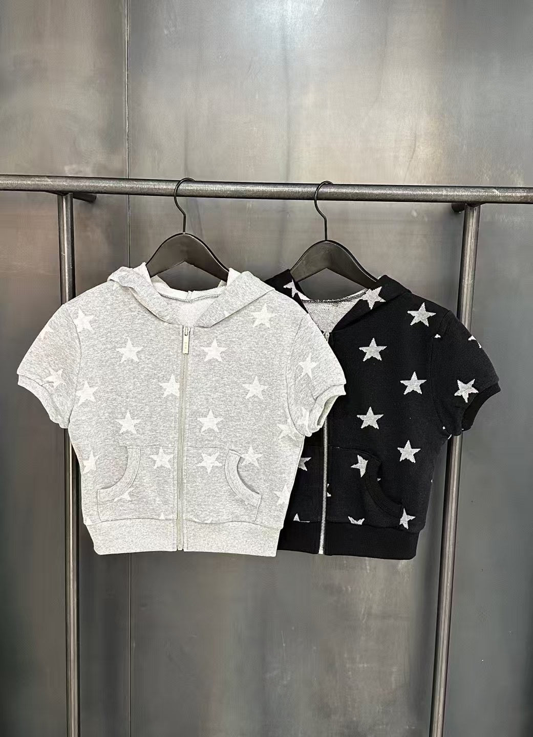 星星印花連帽短袖上衣 Star Print Hooded Short Sleeve Top