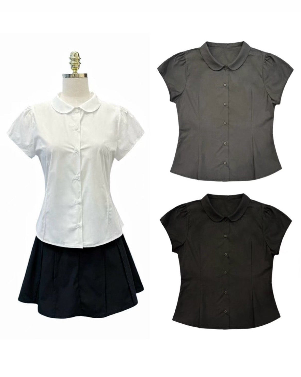 娃娃領收腰襯衫 Doll Collar Fitted Waits Shirt