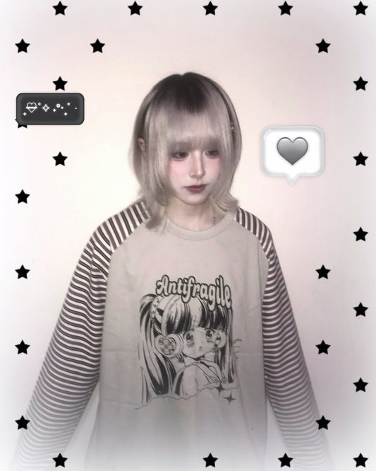 少女印花條紋長袖 Girls Print Striped Long Sleeves