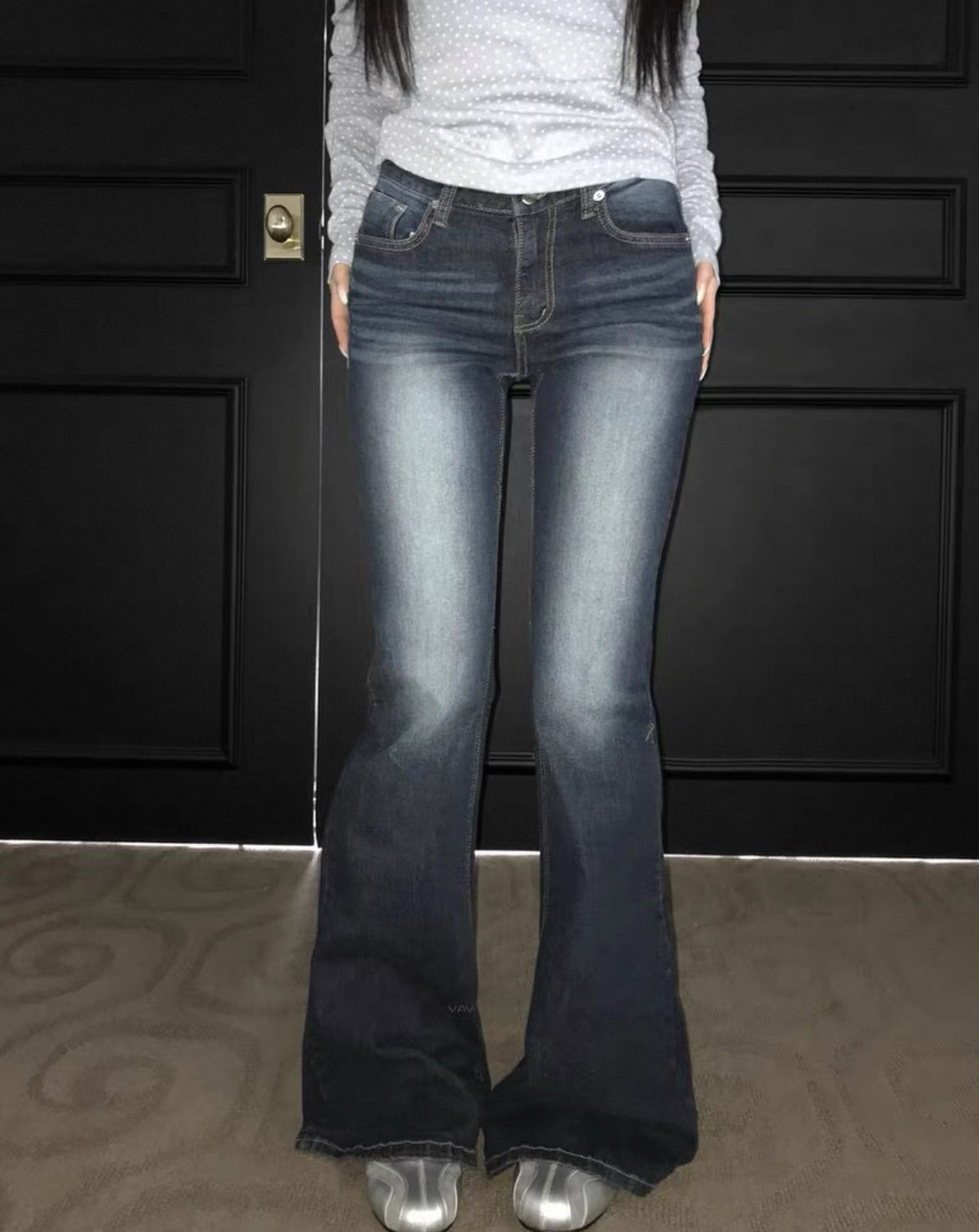 水鑽牛仔喇叭褲 Rhinestone Denim Flared Pants