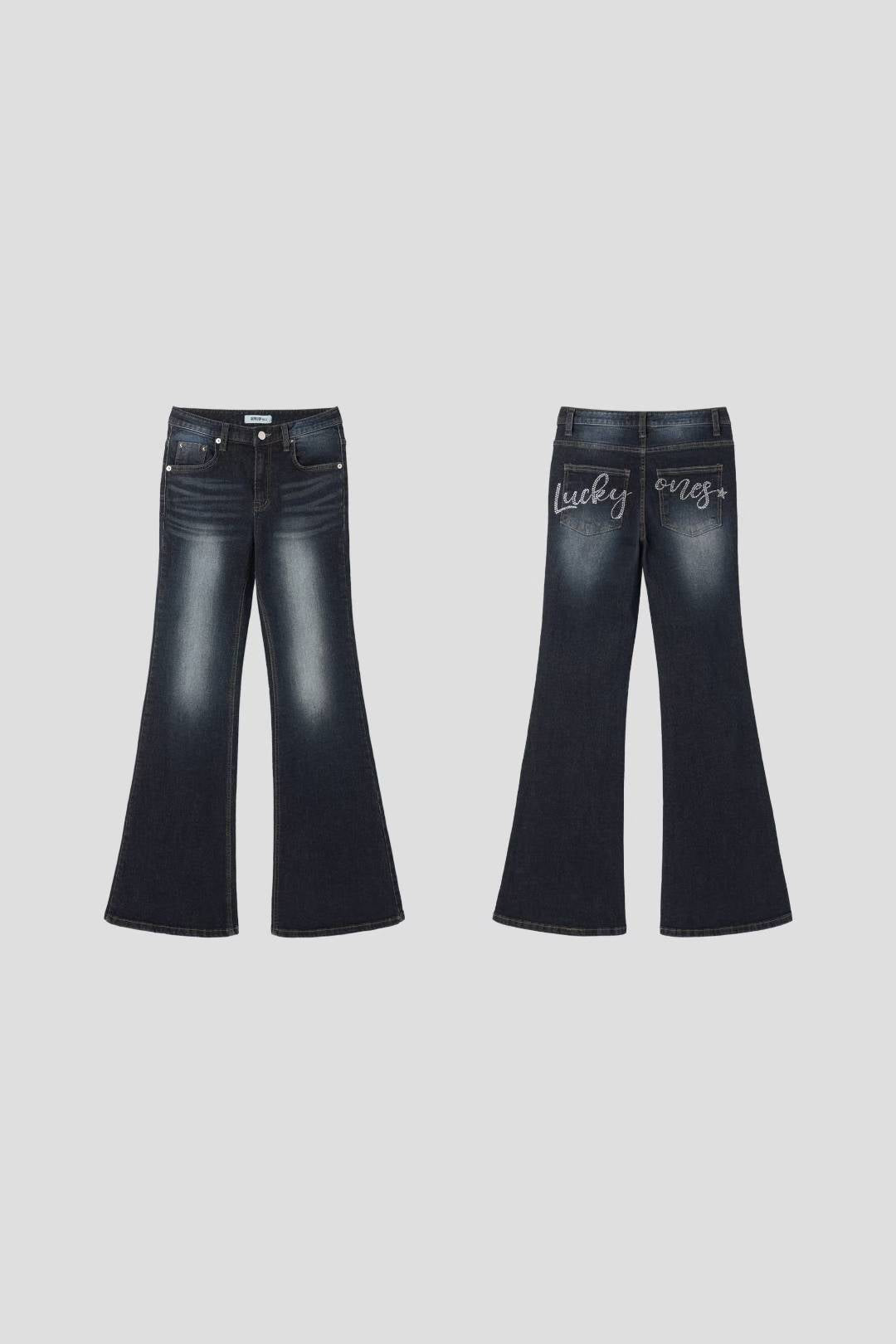 水鑽牛仔喇叭褲 Rhinestone Denim Flared Pants