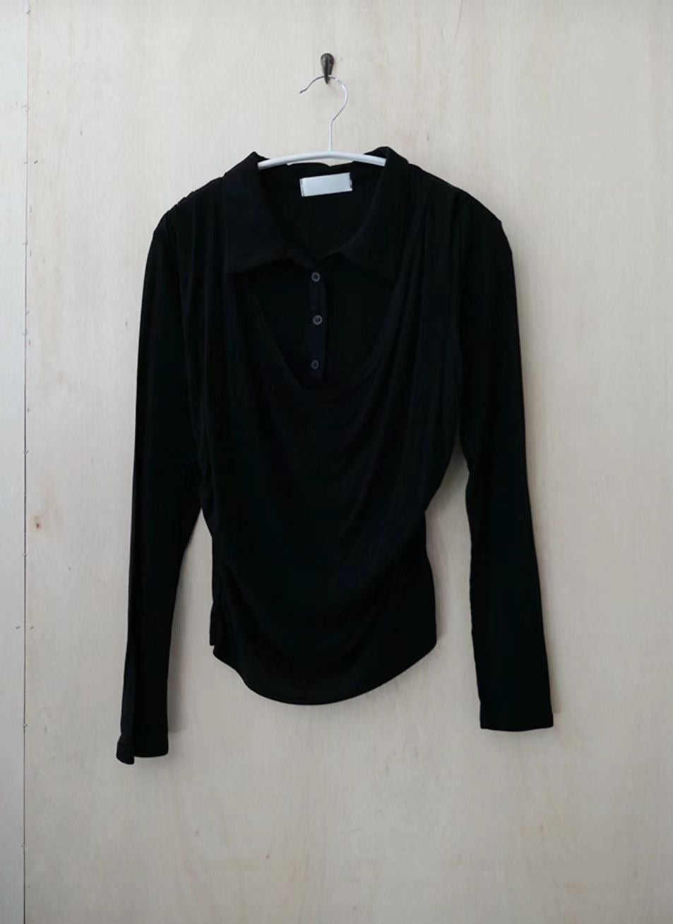 蕩領鈕扣長袖上衣 Cowl NecK Long-Sleeved Button top