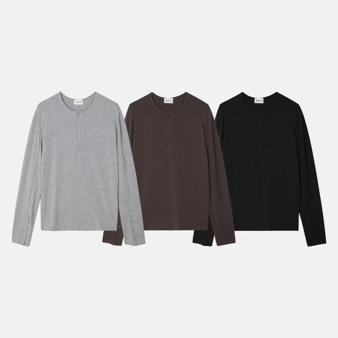 【Unisex】鈕扣寬鬆長袖上衣 Button Loose Long Sleeve Top