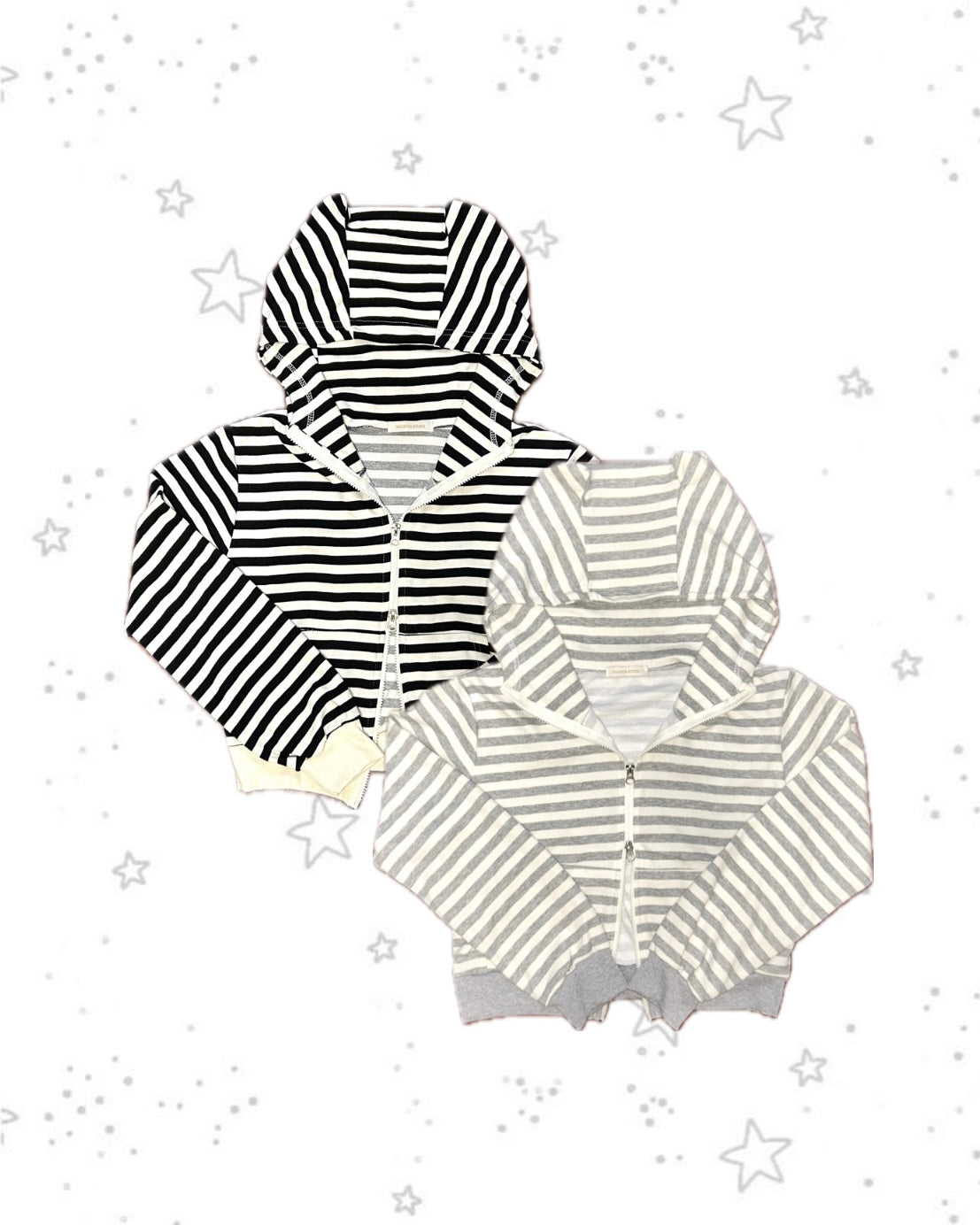 貓耳條紋雙拉鍊外套 Cat Ear Stripe Double Zip Jacket