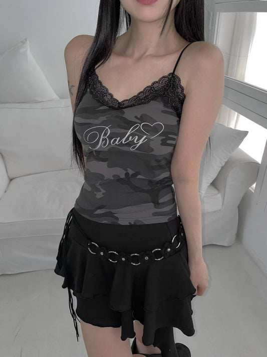 蕾絲迷彩吊帶 Lace Camouflage Cami Top