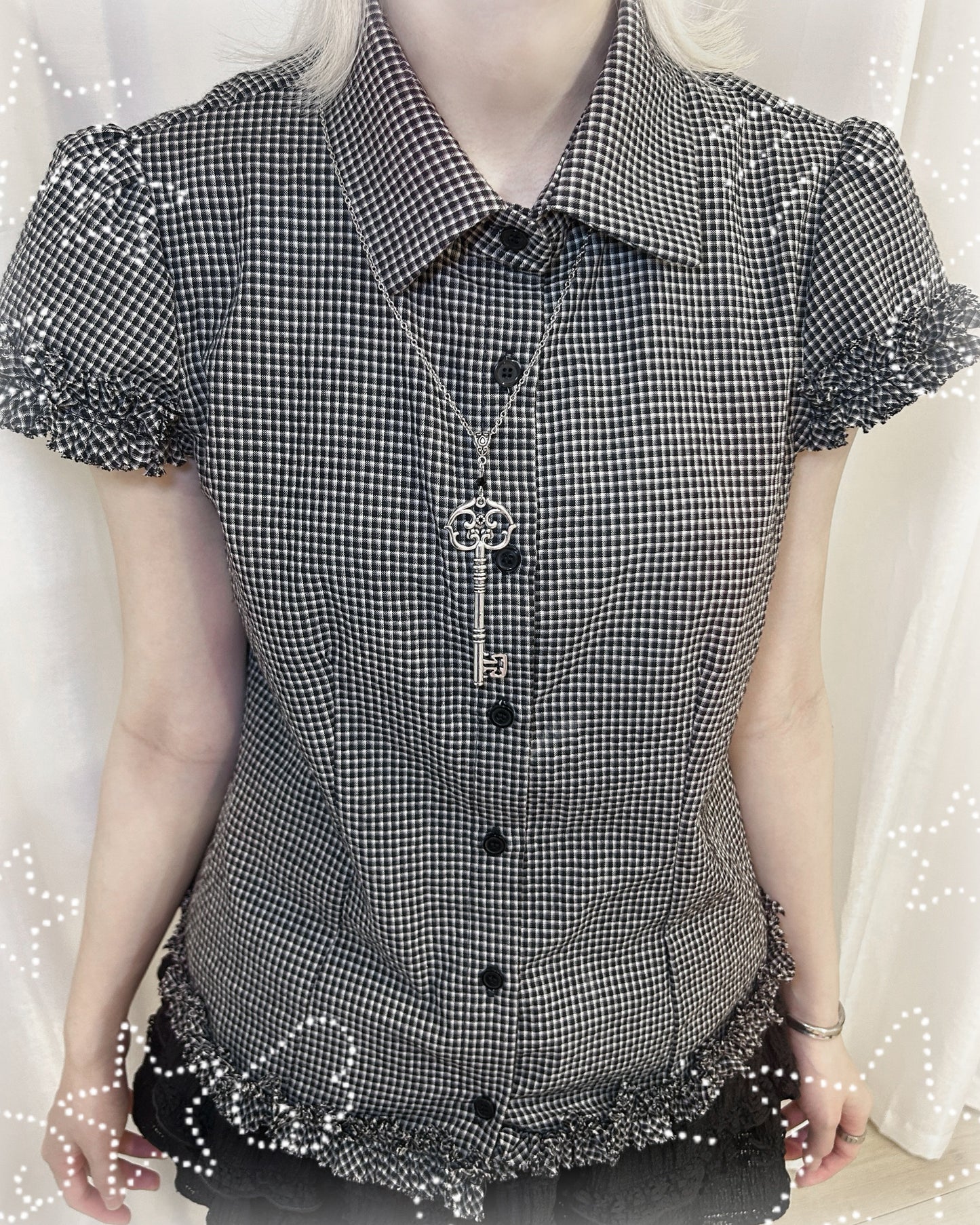 古早風黑色格仔襯衫 Vintage Black Checkered Shirt