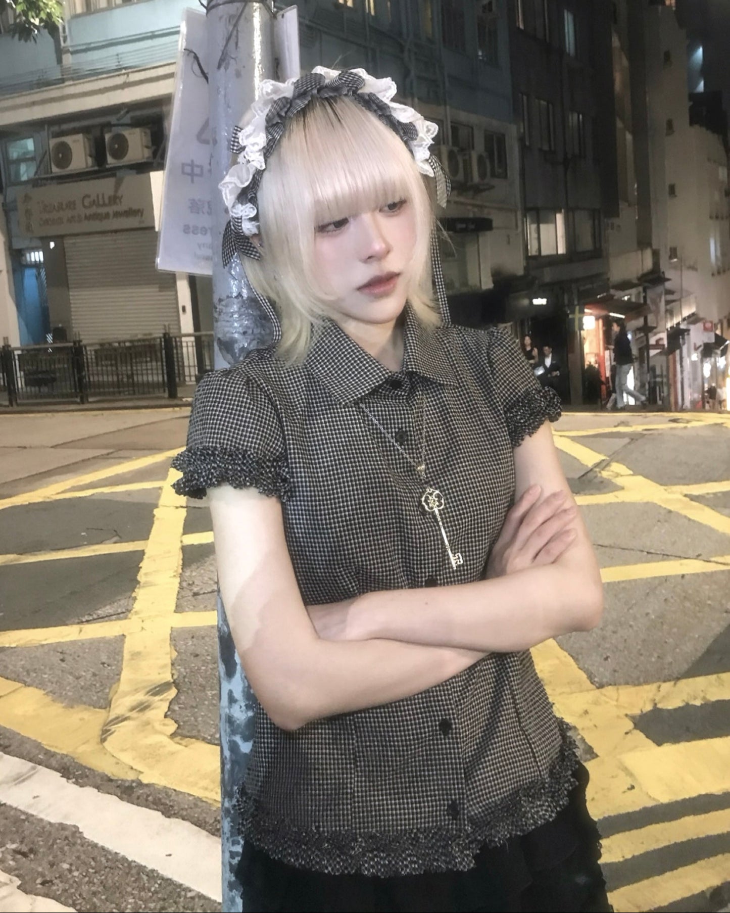 古早風黑色格仔襯衫 Vintage Black Checkered Shirt