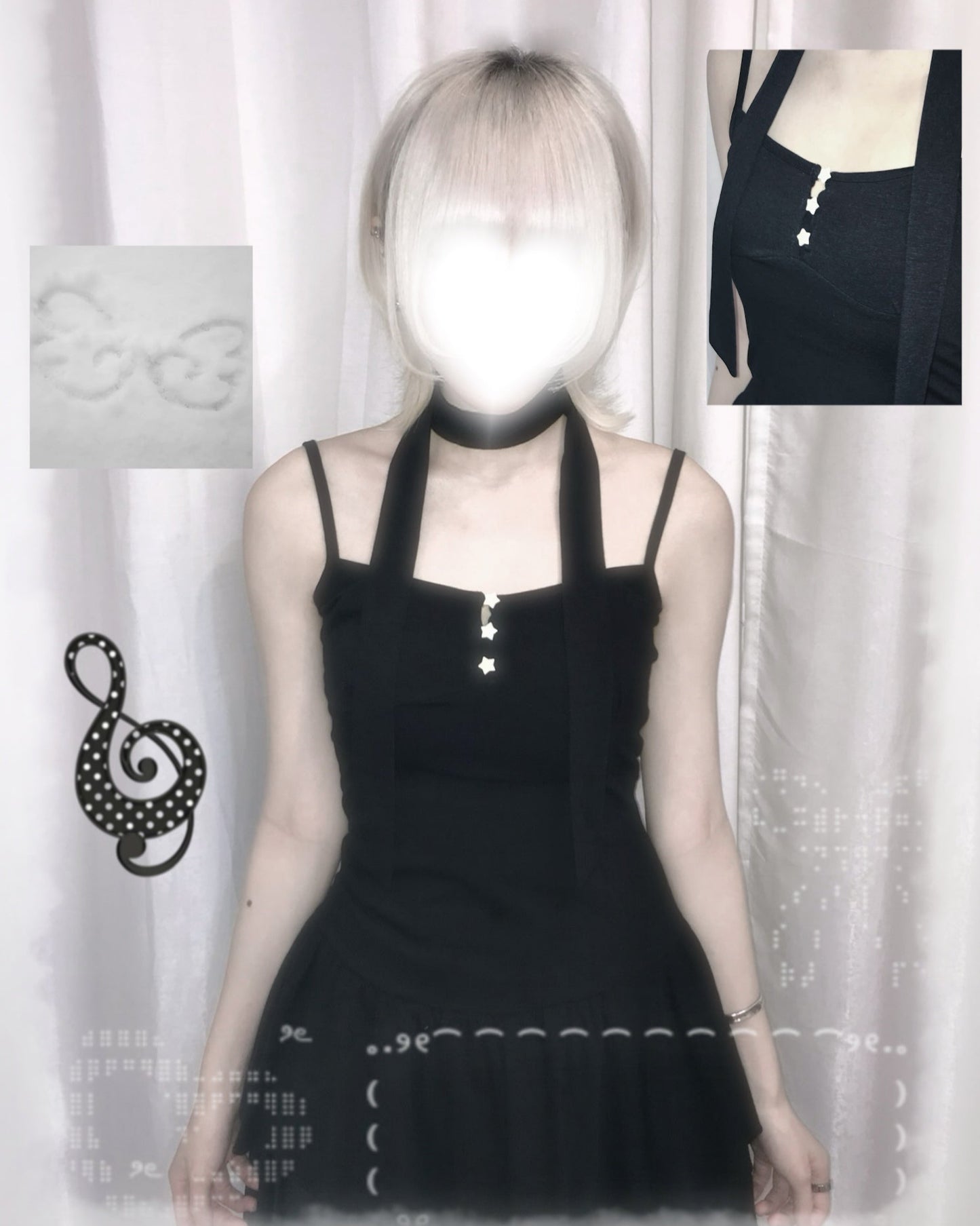 星星鈕扣掛頸裙擺吊帶 Star Button Halter Neck Vest