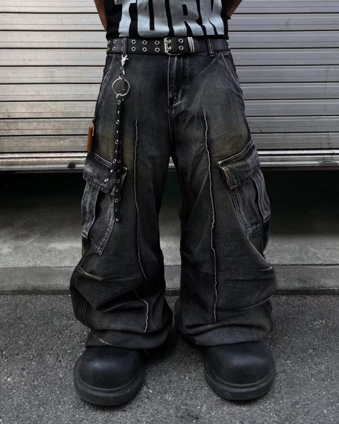 【Unisex】重工水洗牛仔寬褲 Washed Denim Baggy Jeans