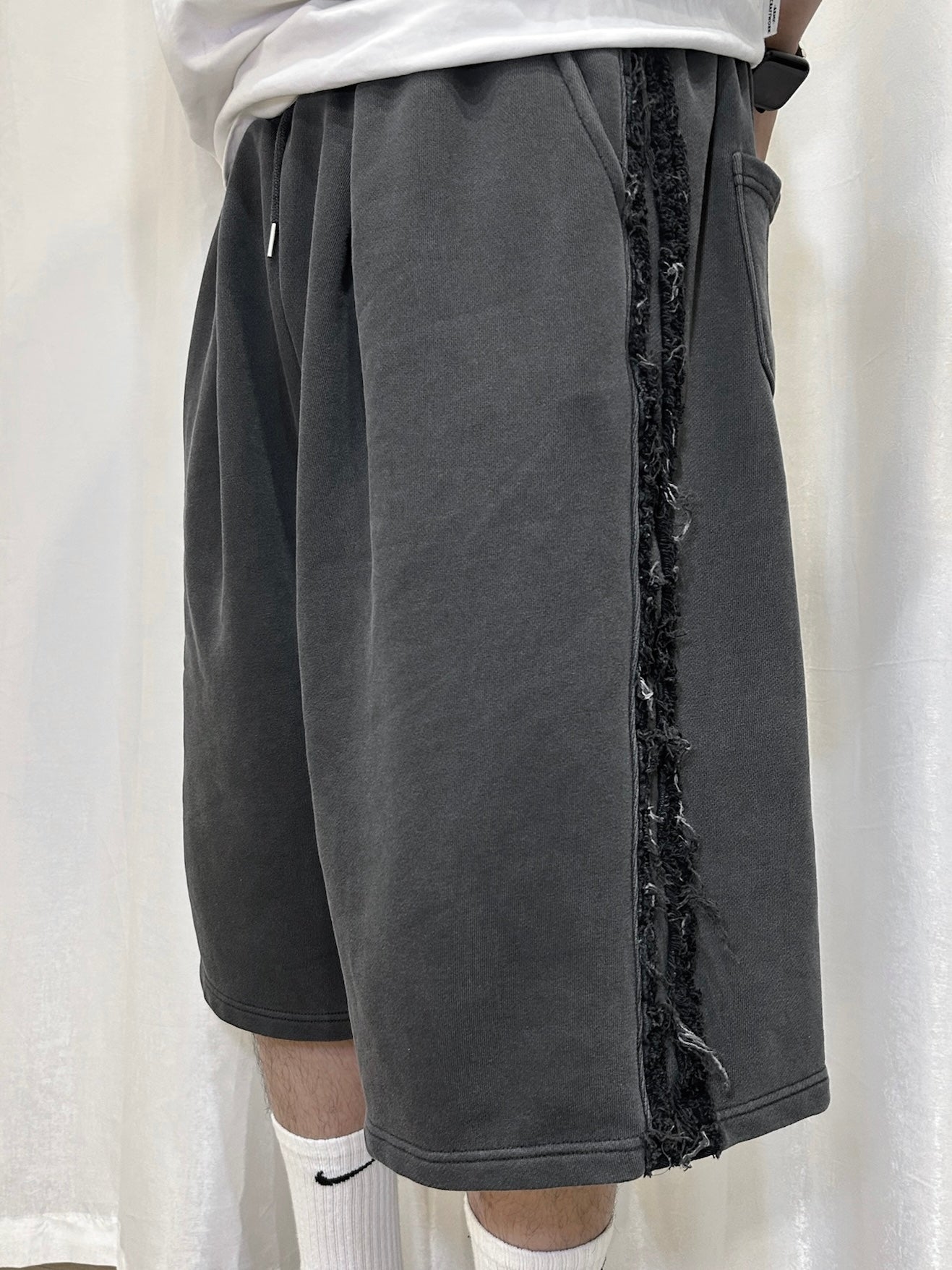 【Unisex】牛仔毛邊五分棉褲 Denim Raw Edge Cotton Trousers