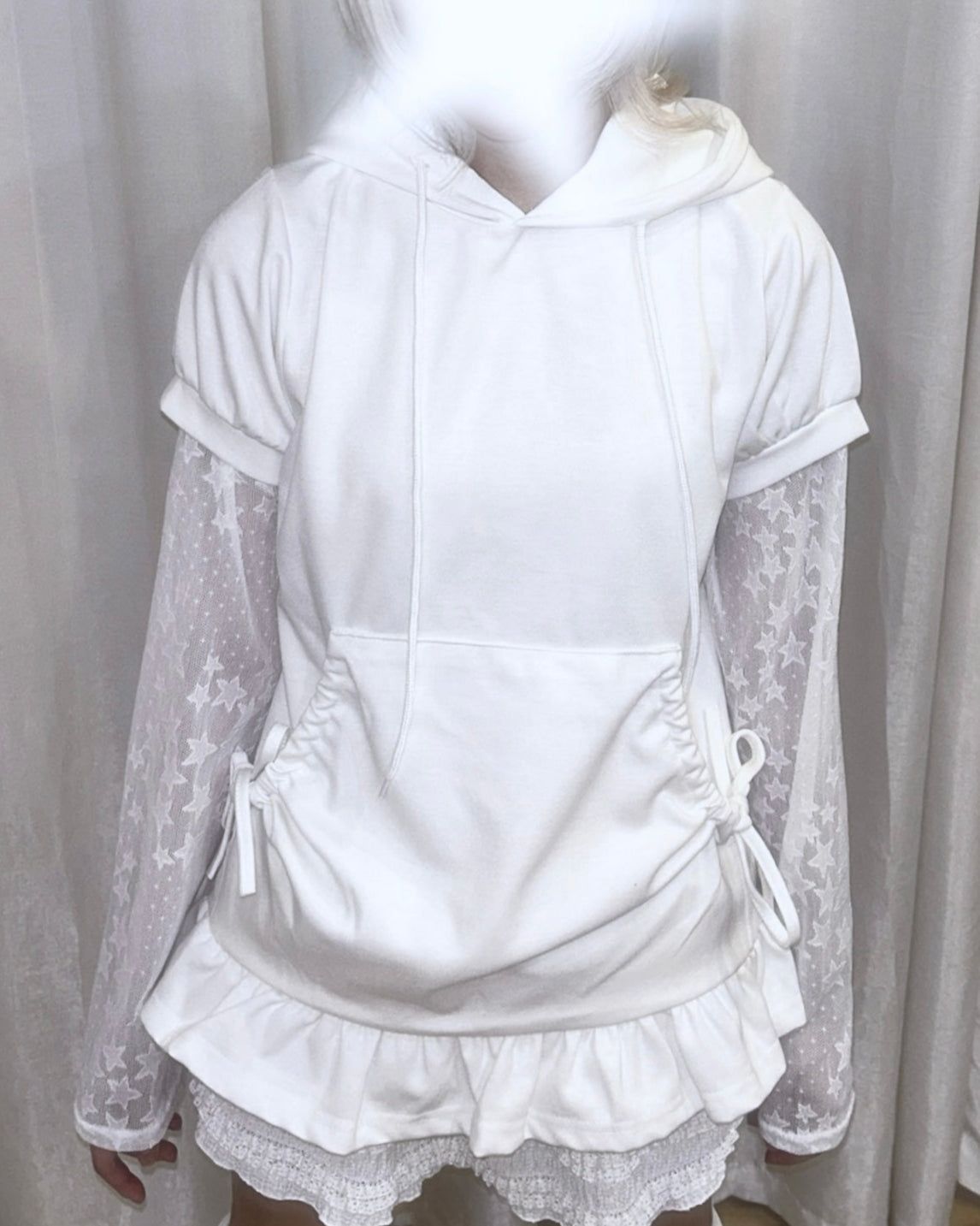 連帽荷葉邊裙擺短袖 Hooded T-shirt with Ruffle Skirt Hem