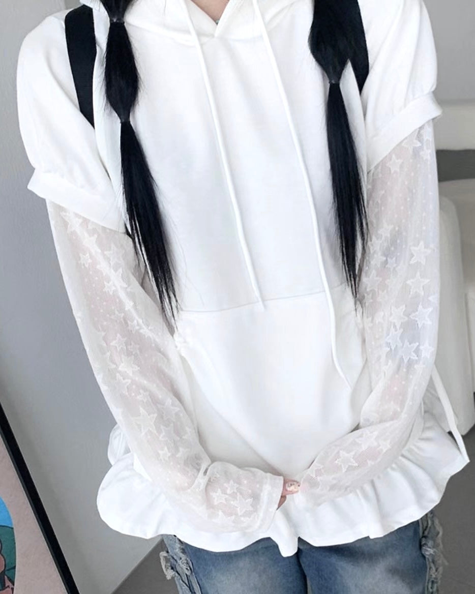 連帽荷葉邊裙擺短袖 Hooded T-shirt with Ruffle Skirt Hem