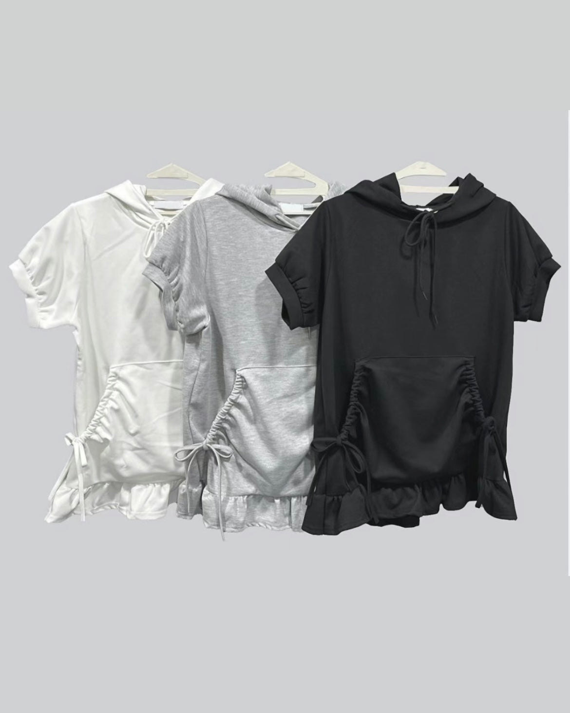 連帽荷葉邊裙擺短袖 Hooded T-shirt with Ruffle Skirt Hem