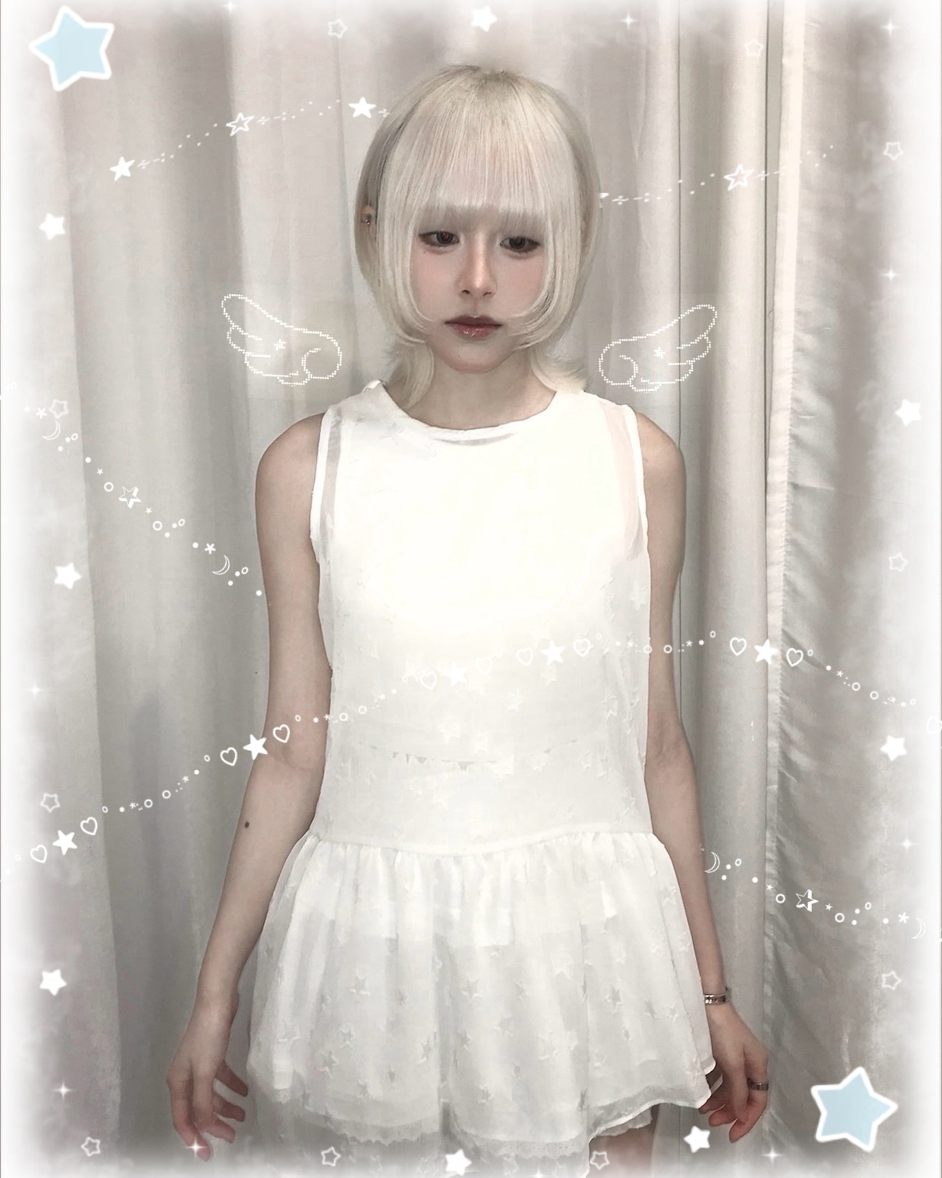 星星蕾絲透膚無袖罩衣 Star Lace Sheer Sleeveless Top