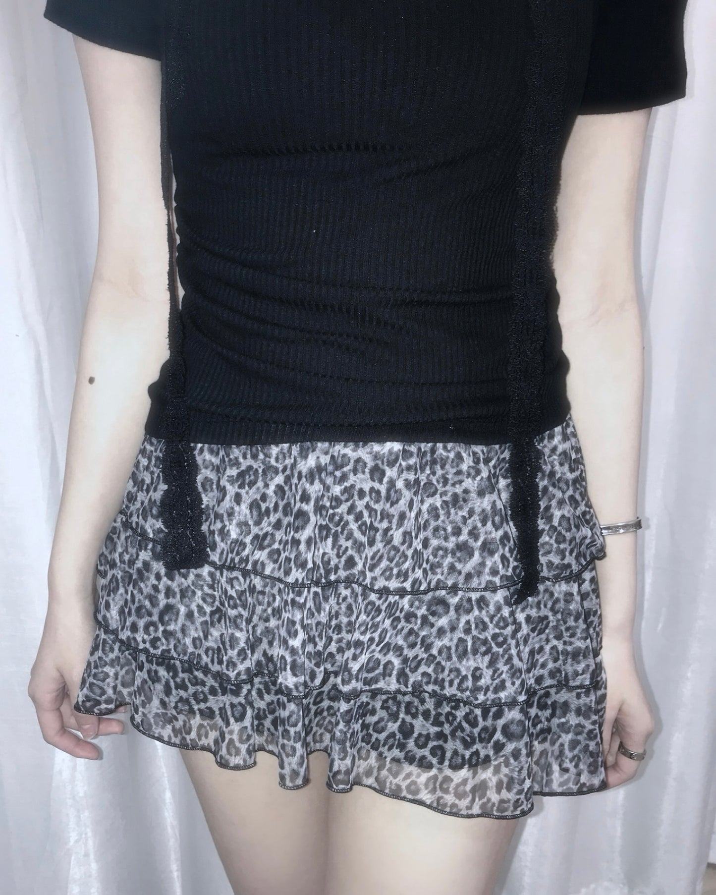 豹紋蛋糕短裙 Leopard Print Layered Cake Skirt