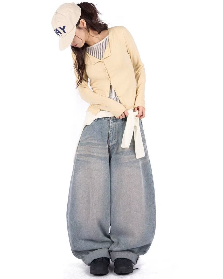 【Unisex】彎刀牛仔寬褲 Denim Wide Pants