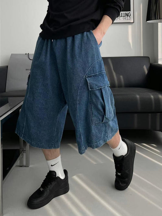 【Unisex】口袋牛仔五分短褲Pocket Denim Shorts