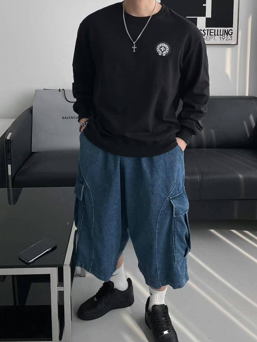 【Unisex】口袋牛仔五分短褲Pocket Denim Shorts