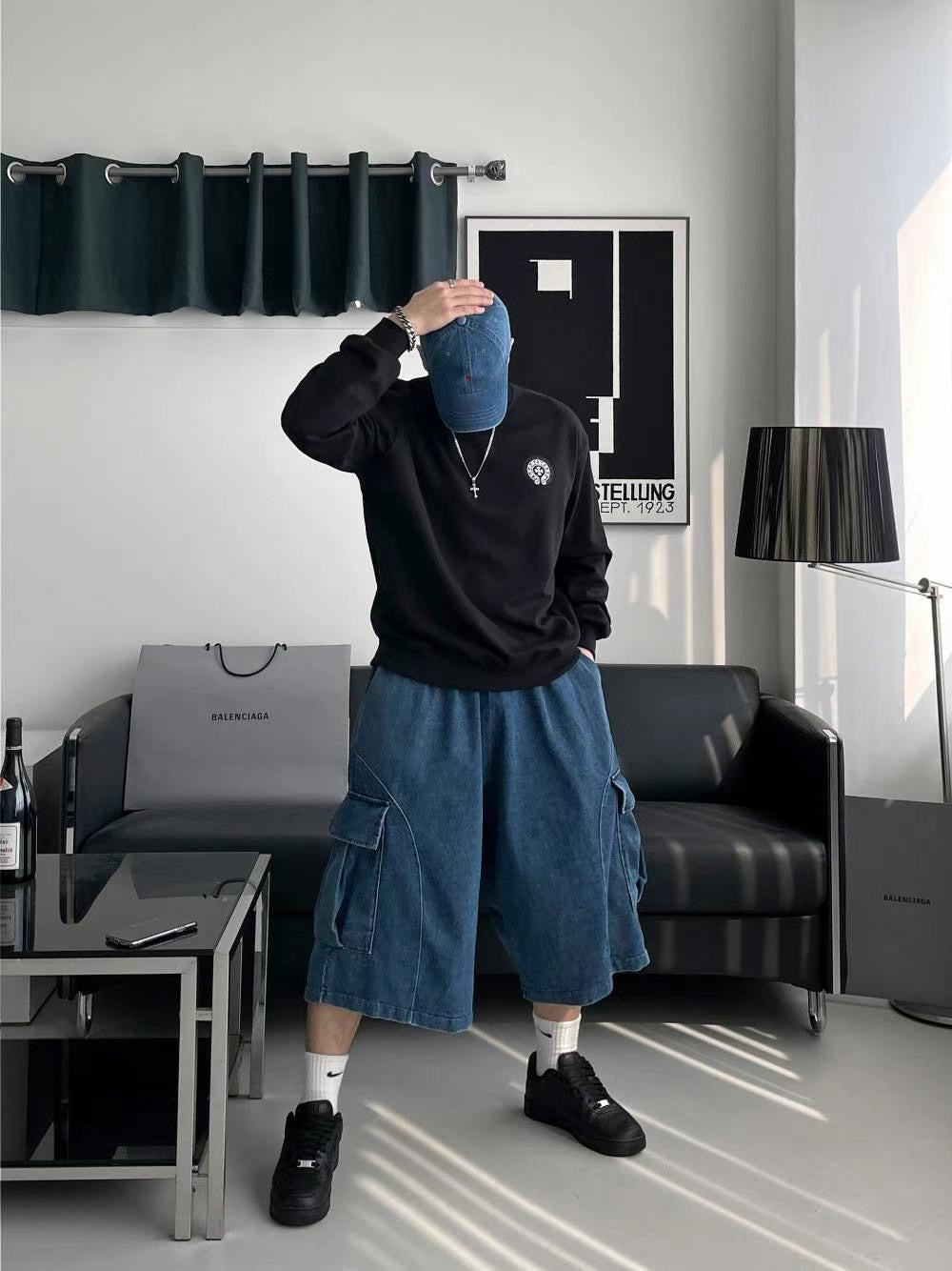 【Unisex】口袋牛仔五分短褲Pocket Denim Shorts