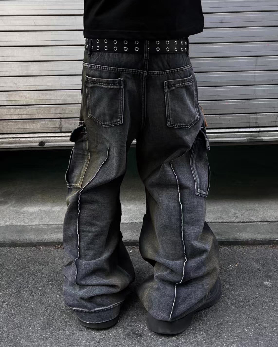 【Unisex】重工水洗牛仔寬褲 Washed Denim Baggy Jeans