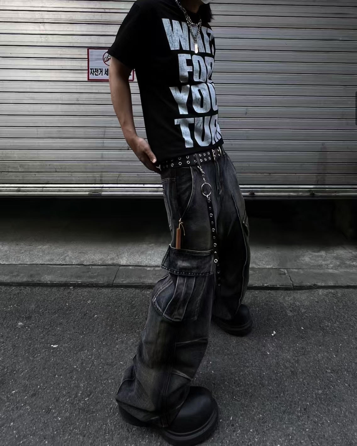 【Unisex】重工水洗牛仔寬褲 Washed Denim Baggy Jeans