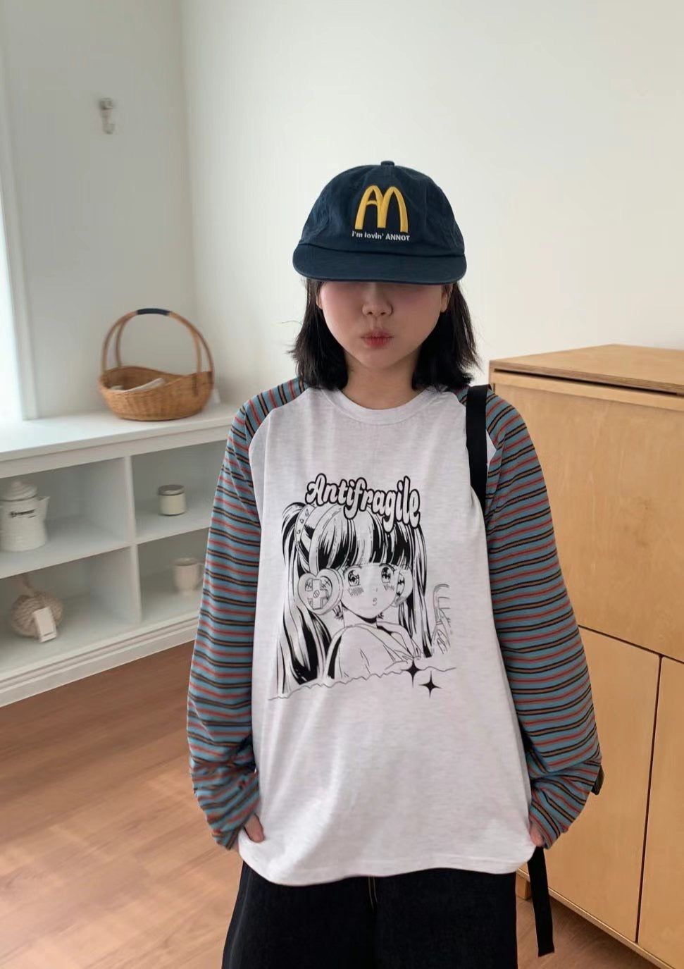 少女印花條紋長袖 Girls Print Striped Long Sleeves