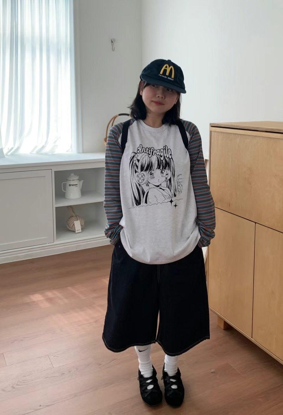 少女印花條紋長袖 Girls Print Striped Long Sleeves