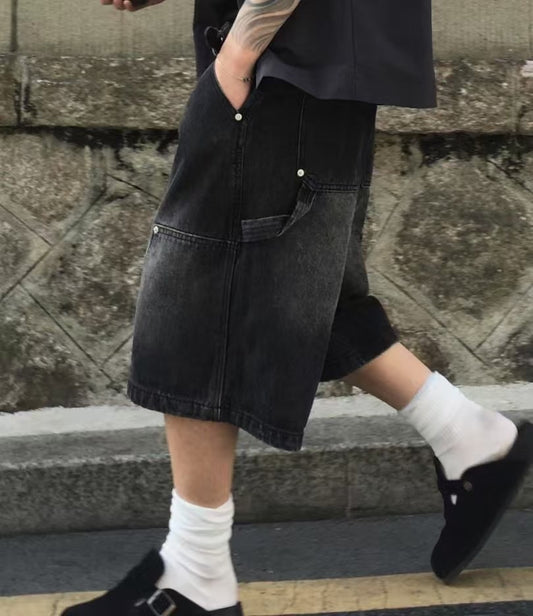 【Unisex】反轉口袋牛仔五分短褲 Reverse Pocket Denim Shorts