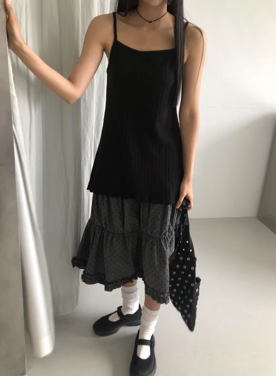 復古波點蛋糕長裙 Retro Polka Dot Maxi Skirt