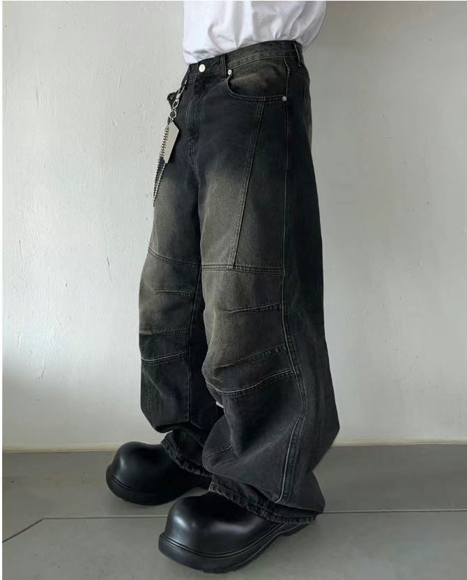 【Unisex】切口牛仔寬褲 Incisional Denim Pants