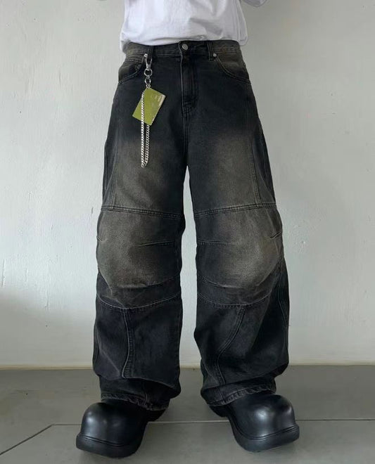 【Unisex】切口牛仔寬褲 Incisional Denim Pants