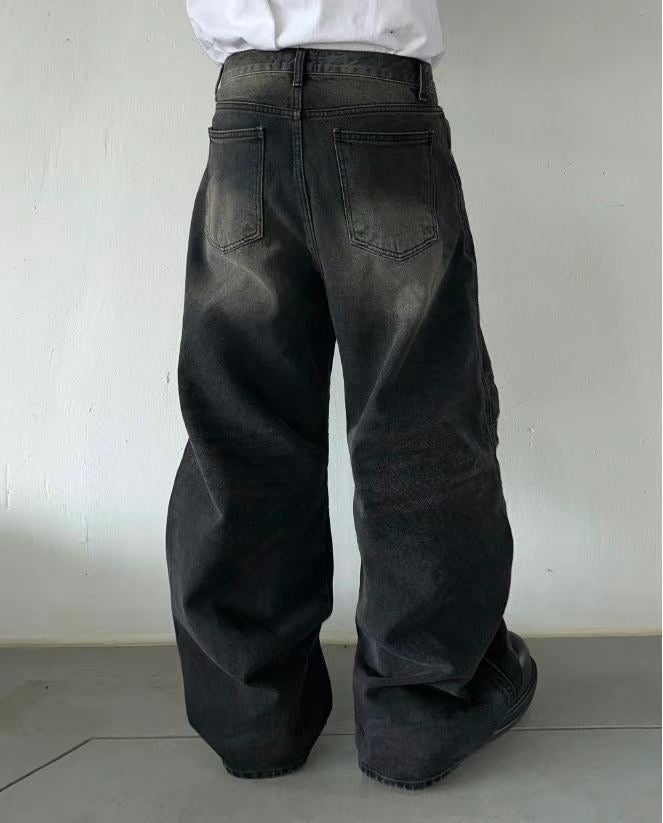 【Unisex】切口牛仔寬褲 Incisional Denim Pants