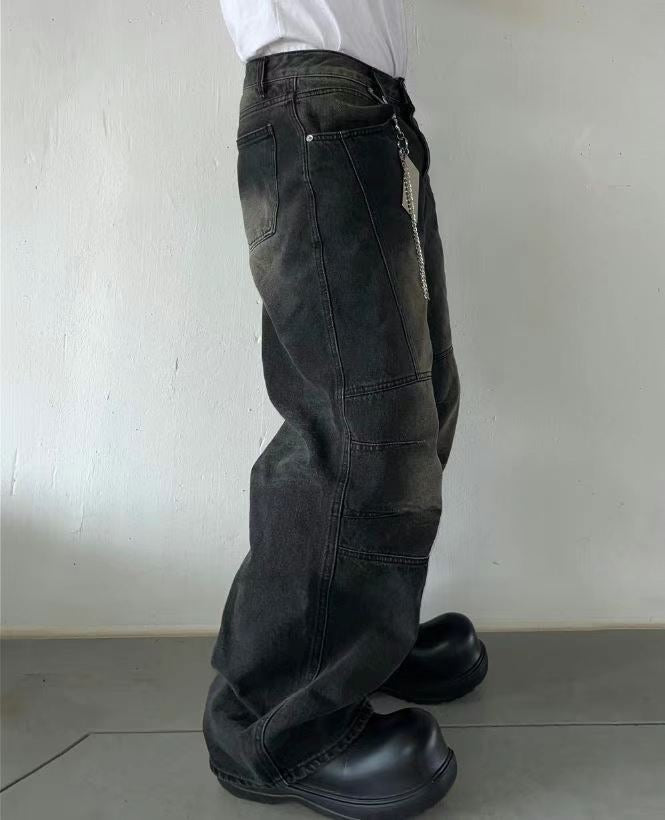【Unisex】切口牛仔寬褲 Incisional Denim Pants