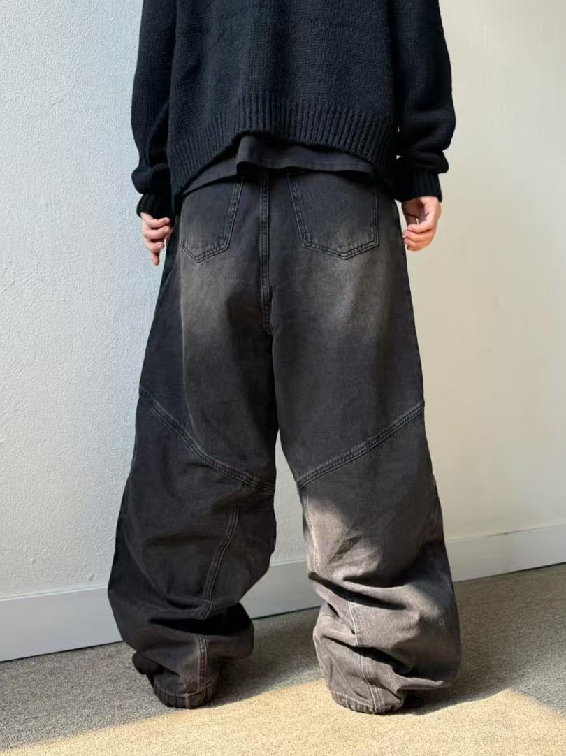 【Unisex】雙重口袋牛仔寬褲 Double Pocket Beggy Jeans